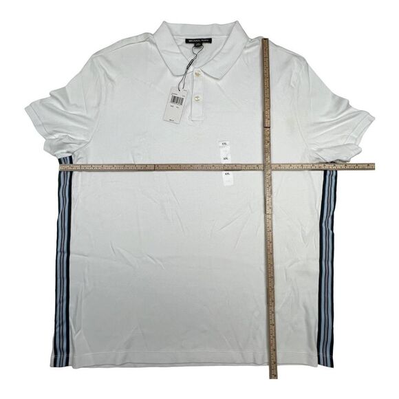New Michael Kors Men US XXL White T-Shirt Classic Striped Short Sleeve Polo  - Picture 3 of 8